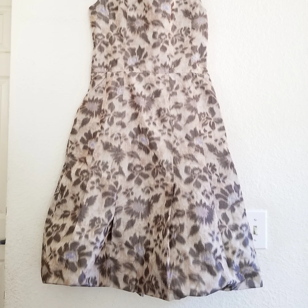 Caractere Floral Folded Bottom Sleeveless Dress Gray Size 4 - Picture 2 of 6
